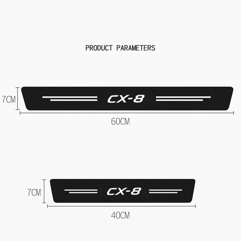 4pcs Car Door Sill Protector Stickers For Mazda CX8 CX 8 CX-8 Leather Carbon Fiber Decor Decal Tuning Accessories