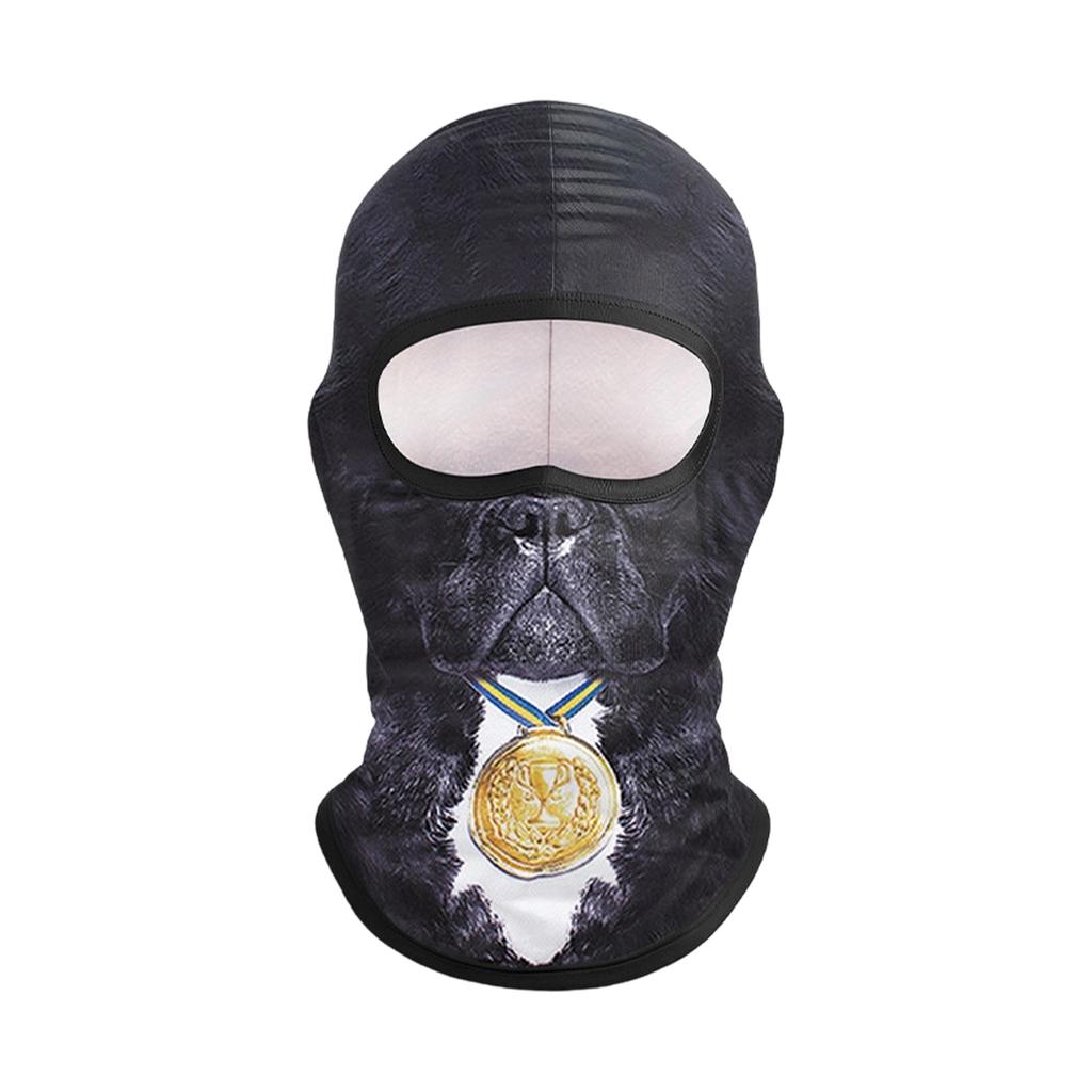 Fall Winter Pullover Hat with Cute Pet Print and Full Face Neck Cover for Outdoor Use