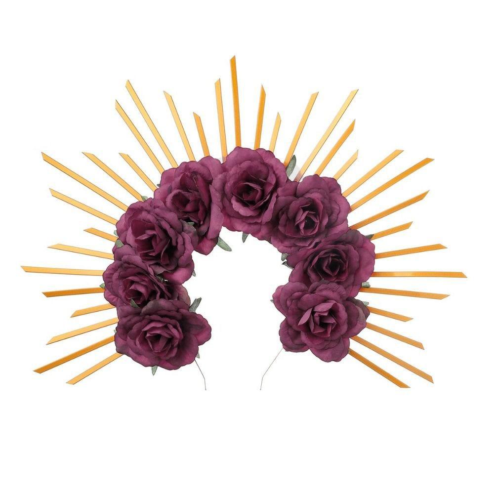 Party Attire Goddess Crown Tiaras Headband Multiple Colors Rose Halo Hairband  Stage Performance