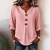 2026 Summer European & American Women's V-neck Cotton Linen Fashion Shirt