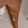 Luxury 18K Gold Plated  Oval Shape White Cat Eye Opal Stone Pendant Necklace Fashion Jewelry