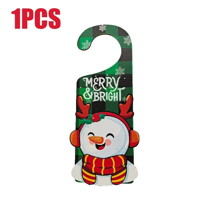 2025 New Christmas Decorations Paper Door Hanging Santa Elk Party Decoration Props Door Sign Door Handle Hangings Decoration