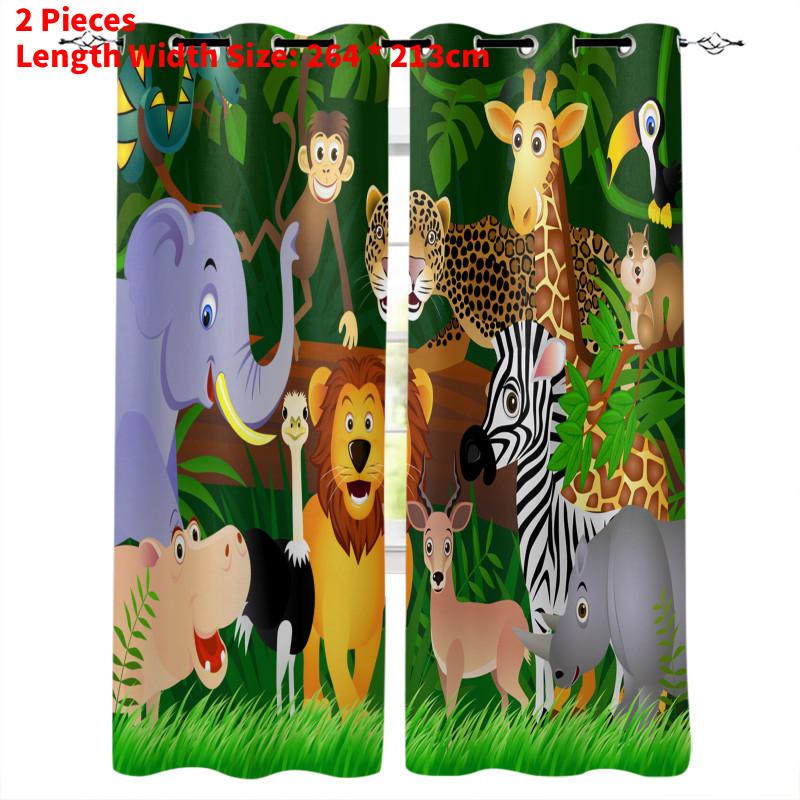 Zoo Curtain Forest Cartoon Children 3d Digital Printing Lightblocking Curtain