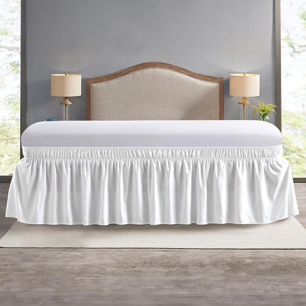 Wrap Around Dust Elastic Ruffle Bed Skirt Bedding for King Queen Twin Easy Fit Wrinkle-Free Washable Fade Resistant Home Decor