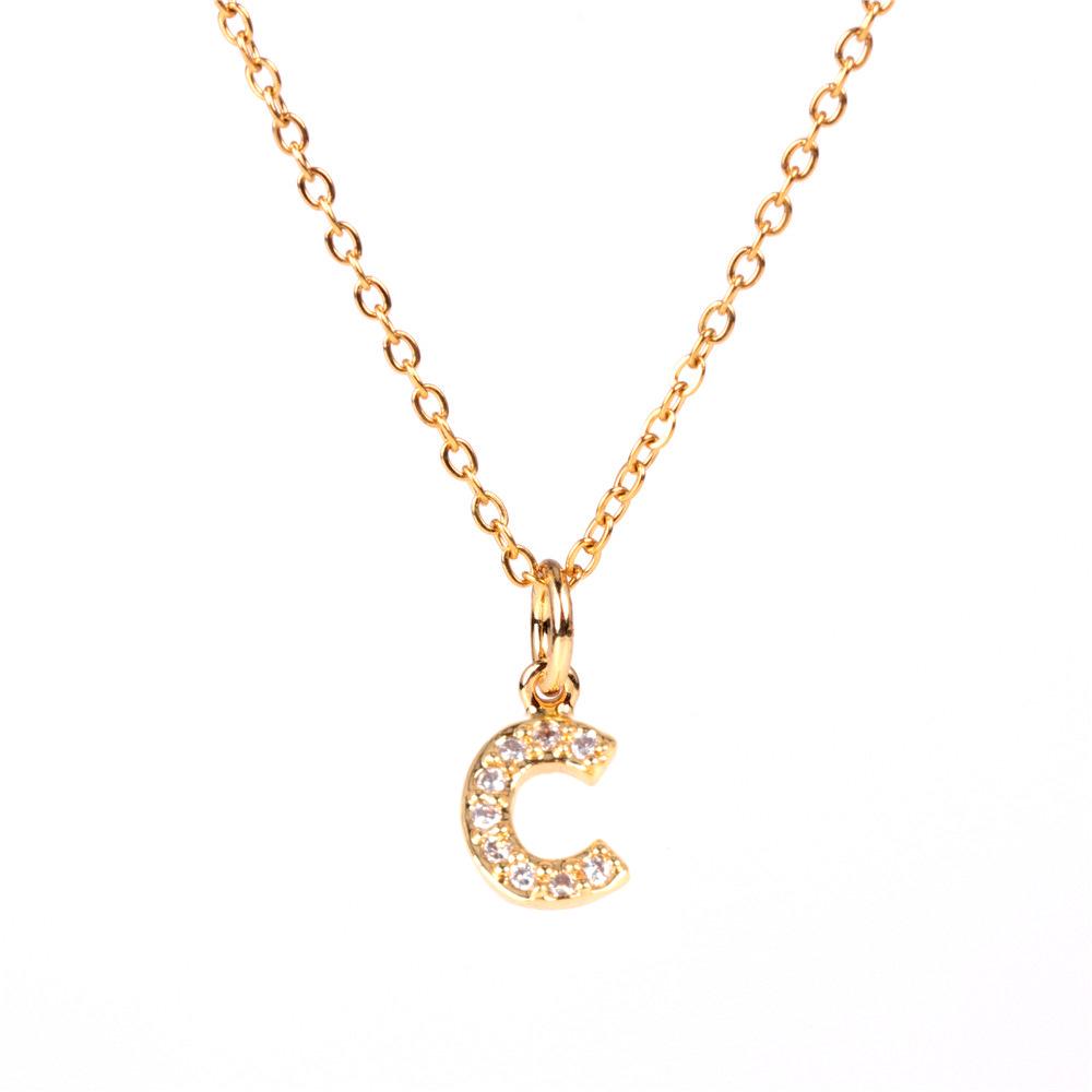New Diamond Clavicle Necklace with 26 Alphabet Pendants - Stylish European and American Jewelry
