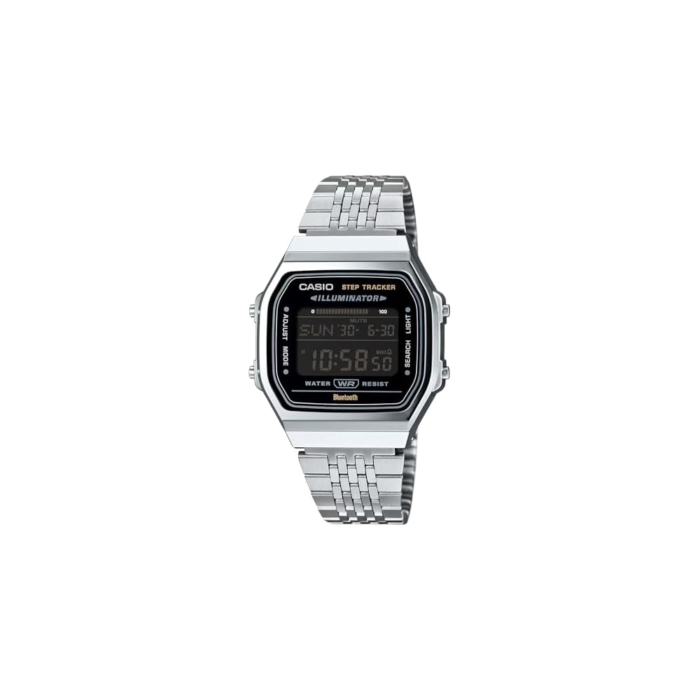 Casio ABL-100WE-1B Bluetooth Digital Watch with Step Tracker Unisex Silver Reverse LCD