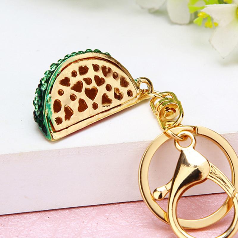 Charming Metal Watermelon Keychain Accessory With Sparkling Rhinestones For Bags