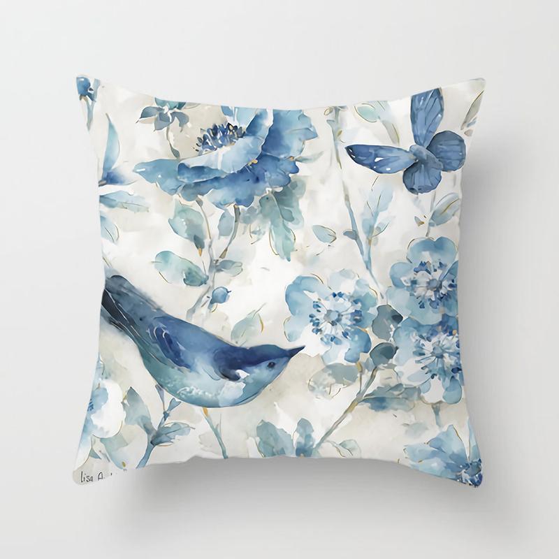 Flower Printing Pillows Decor Home Decorative  Car Sofa Cushion Cover Bed Pillowcase Bird Pillow