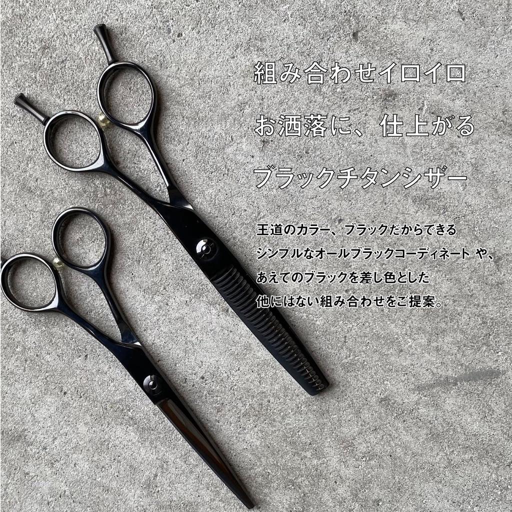 DEEDS GTZ Sword Black Titanium Scissors and 630RA Thinning Scissors Approximately Thinning with Dedicated Case Set Hairdressing Thinning Scissors [PF]