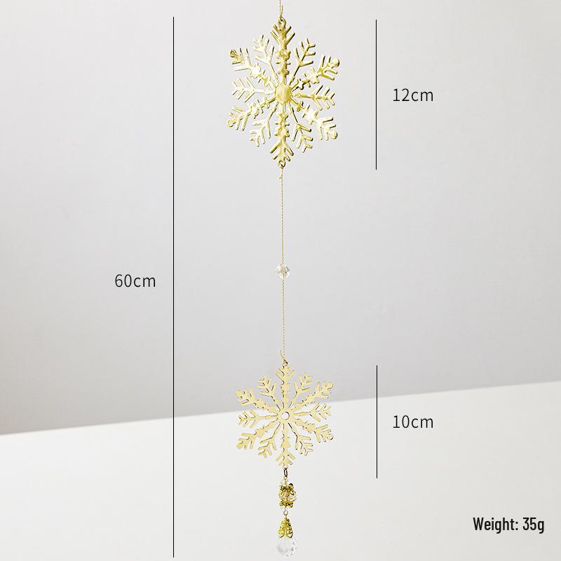 NUCHI Wrought Iron Snowflake Bell String Ornaments for Christmas Tree Decorations