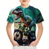2026 Roztomilá kreslená trička Letní móda Dětské oblečení Vrchní díly Venkovní neformální Krátký rukáv Vzor dinosaura Dětská trička
