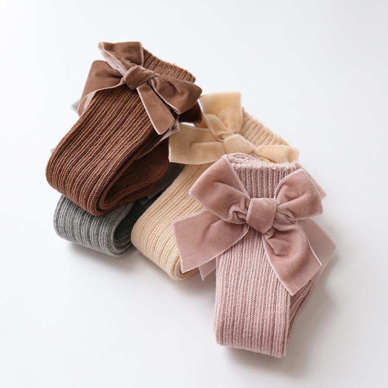0-5Y Baby Boys Girls Cotton Socks Newborn Toddlers Knee High Socks With Bows Warm Autumn Winter Girls Tights Leg Warmer