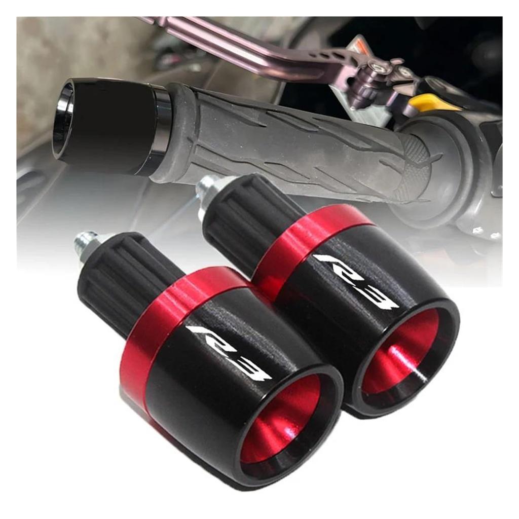 Bicycle Handlebar Ends Motorcycle CNC 7/8" 22mm Grip Handlebar Cap End Plugs Suitable for YZF-R3 YZFR3 YZF R3 (Red)