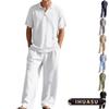 IHUASU Men's Fashion Casual Summer Spring Short Sleeve POLO Neck Pants Suits Elegant