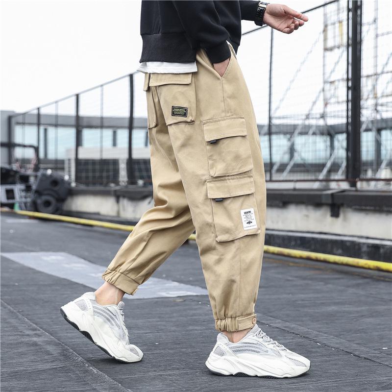 Men's Japanese Style Cotton Harem Pants - Multi-Pocket, Casual, Spring/Summer 2024, Trendy, Loose Fit, Large Size