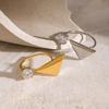 18k Gold Polished Triangle Zircon Open Ring, European & American Style Fashion Jewelry.