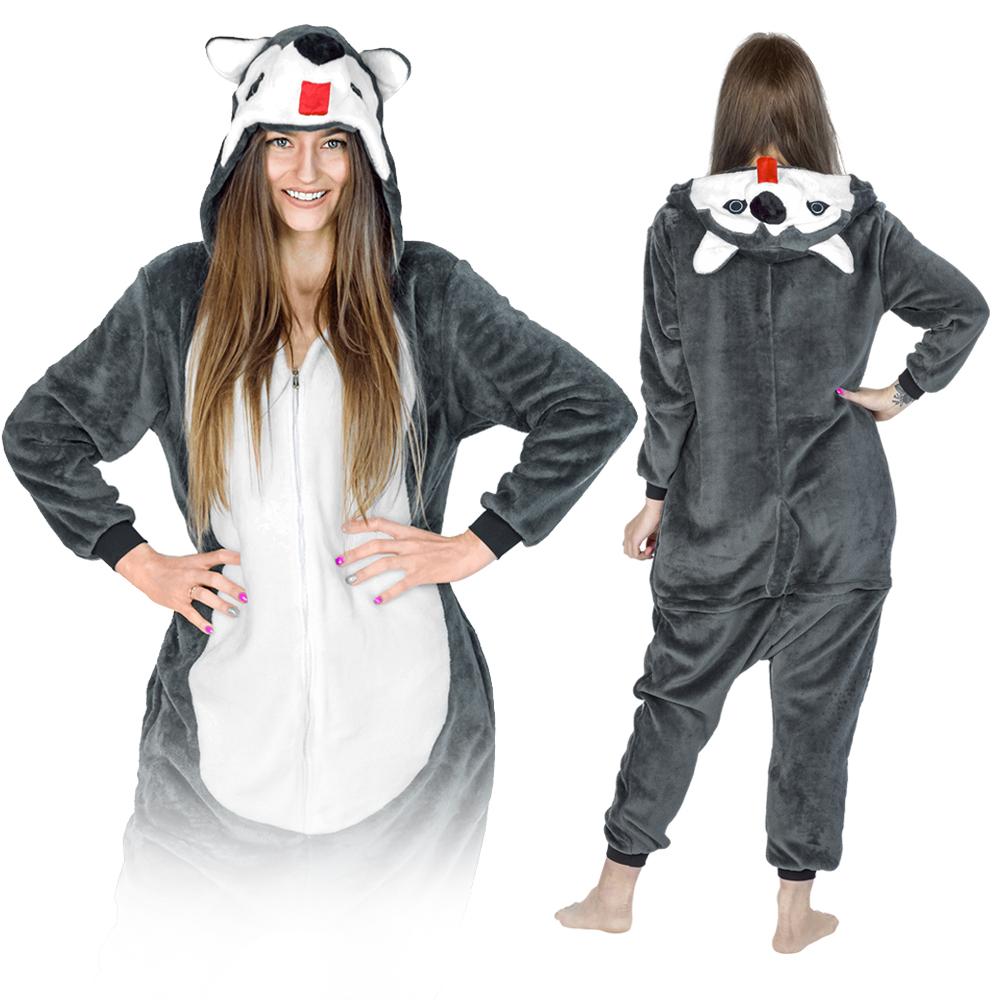 Warm men's pajamas kigurumi husky onesie jumpsuit adult costume m Husky Onesie Costume - M
