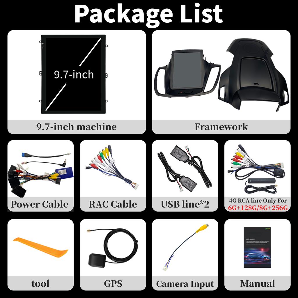 9.7inch Android Car Stereo Radio Multimedia Video Player For Ford Kuga 2 Escape 3 2012-2019 Navigation Carplay Automotive Screen