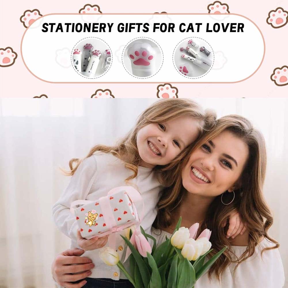 TWINGO Ein Set Katzenpfoten-Schreibwaren-Aufbewahrungsbox mit zufälliger Farbe, 5 Katzenpfoten-Schreibwaren-Kombination, Niedliches Cartoon-Schreibwarenset