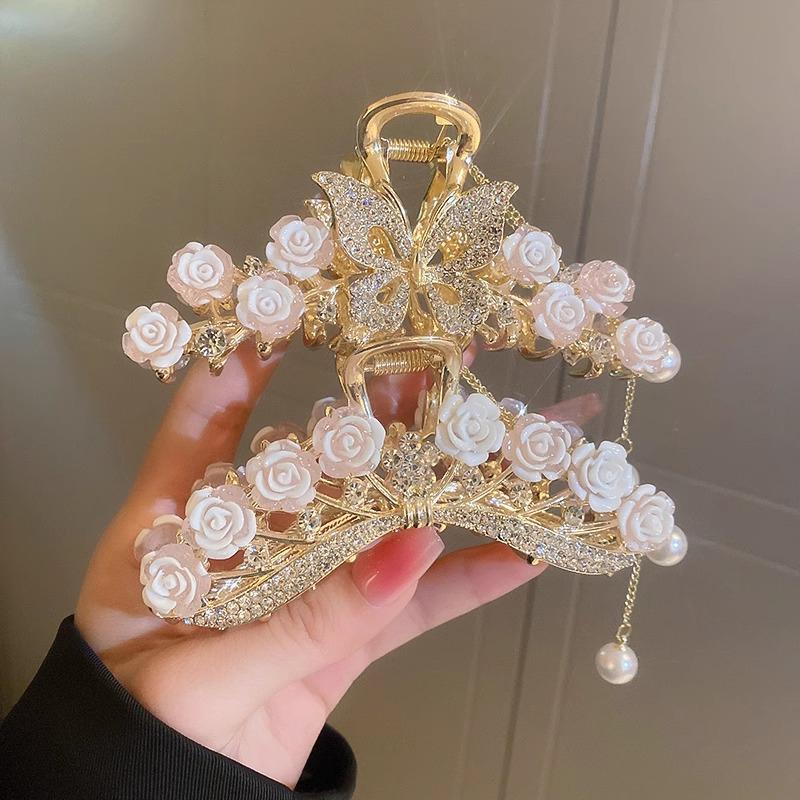 Light Luxury  Bell Orchid Tassel Hair Clip Flowers Rose Butterfly Claw Clip Shark Hair Claw Barrette Hair Accessories