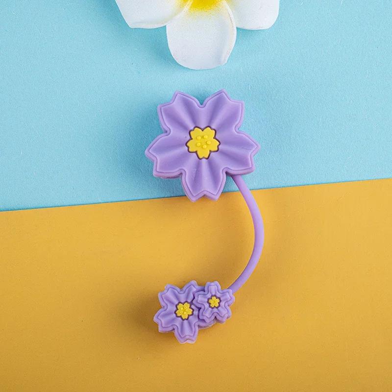 1PC/4Pcs Cute Flower Straw Covers Cap for Cup 40oz Tumbler Accessories Kawaii Silicone Straw Topper Protector Cap for 10mm Straw