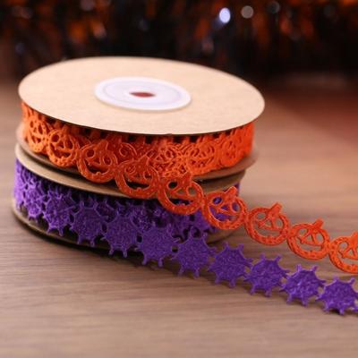 Embossed Design Halloween Ribbon Polyester Material 10m Length Bat Ribbon Handmade DIY Ribbon Spider Web Ribbon Wreaths Decor