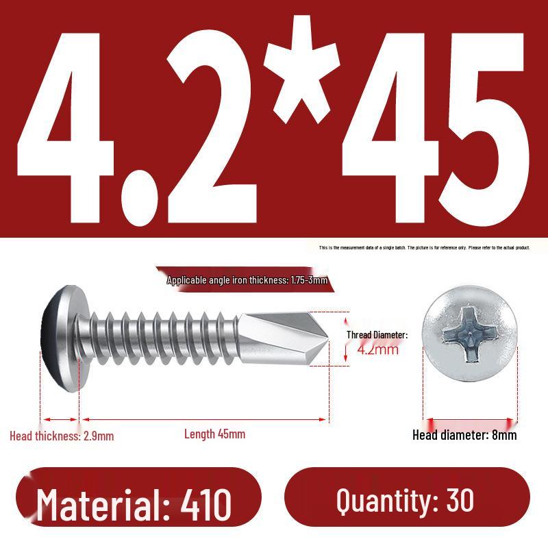 Stainless Steel 304 Phillips Round Head Self-Drilling & Tapping Screws, M3.9/M4.8/M5.5 Swallowtail Bolts