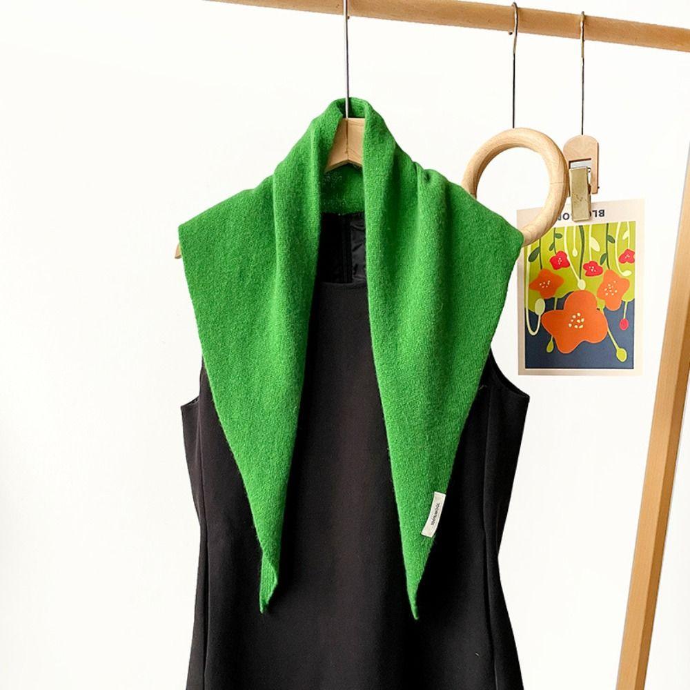 Triangular Wool Headscarf Solid Color Knitted Scarf Elegant Bandana Waist Scarf