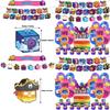 Blox Fruits Birthday Party Decor Game Box Set Paper Craft Printing Size Blox Fruits Set A 1 Flag 16 Balloons Blue 4 Orange 4 Purple 4 Magenta) 1