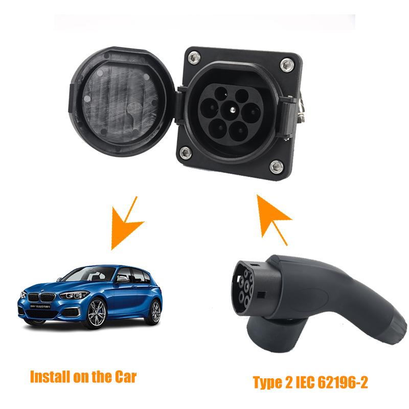 WUFEN Electric Vehicle Cars Charging Evse Male Type 2 EV Sockets 16A-32A 1P 3 Phase for IEC 62196-2 EV Charger Adaptor Plug