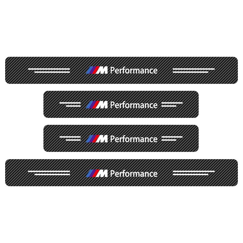 4Pcs Car Door Plate Carbon Fiber Threshold Protector Sticker Decals For BMW Performance Power M1 M2 M3 M4 M5 M6 M8 E36 E60 E46 E39 E46 E90 E60 F07 F10