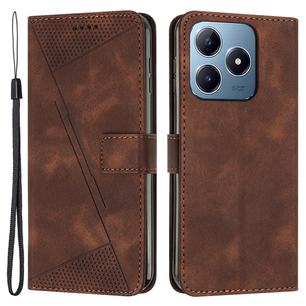 For Realme Note 60x 4G/C63 4G/C61 4G/Note 60 Case Triangle Leather Phone Cover Stand Wrist Strap