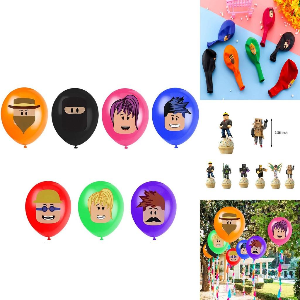 Brightly Colored Roblox Boys Birthday Party Decor With Balloons And Cake Toppers