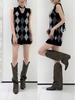Pointed Toe High Heel Thigh-High Boots with Rivet Zipper Decoration - Women's Trend 2025