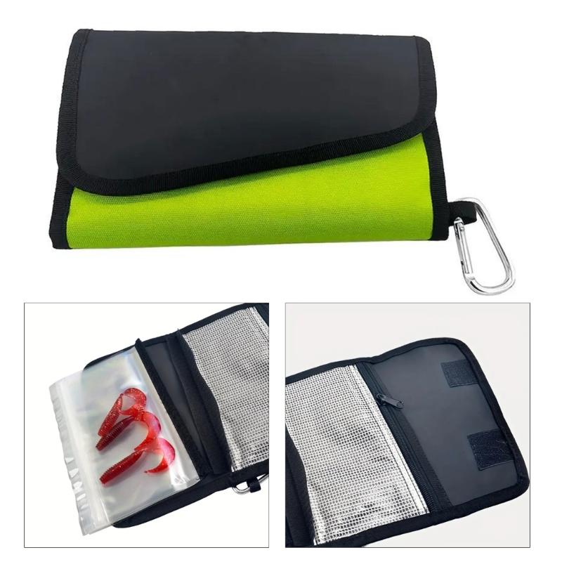 Fishing Lure Storage Wallet 6 Pocket Artificial Baits Bag Soft Baits Case Inner Bag Tackle Bag with Carabiner