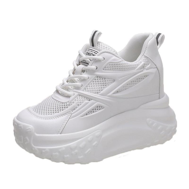 10cm Höherwachsende Damenschuhe Mode Lässig Mesh Schuhe Damen Keilplateau Schuhe Atmungsaktive Hohl Schnürer Tenis