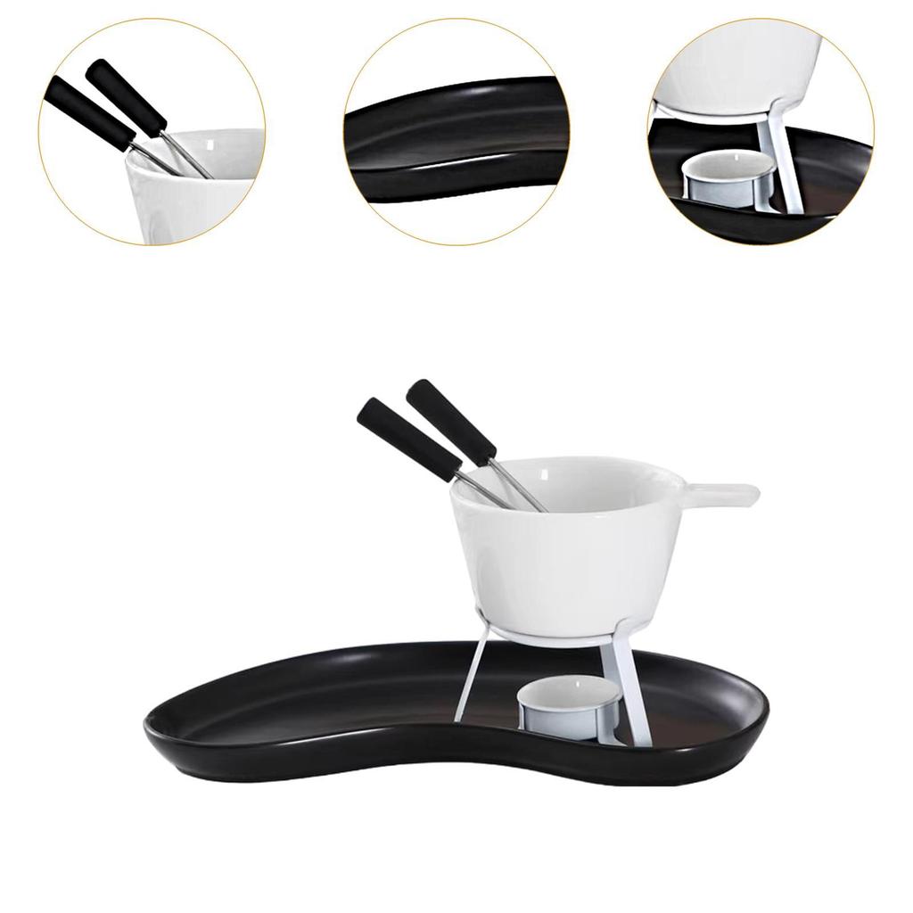 Fondue Pot Cookware Butter Warmer Set Ceramic Fondue Mug Cheese Serving Fondue for Party Date Night Dinner Birthday Wedding