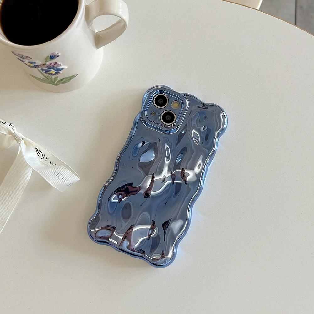 3D Bubble Wave Pattern Phone Case For iPhone 17 Air 16 15 14 13 12 11 Pro Max 14pro Electroplated Soft Shockproof Back Cover