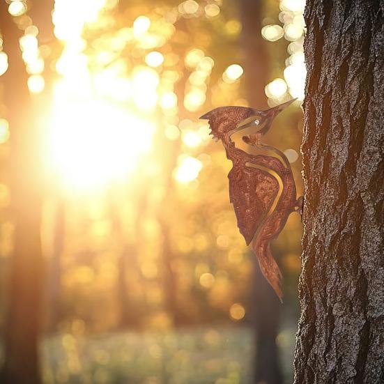 2 Stück Specht Gartenstatue Schmiedeeisen Silhouette Kunst für Außendekor Einfache Installation Baumschmuck für Garten Balkon Hof