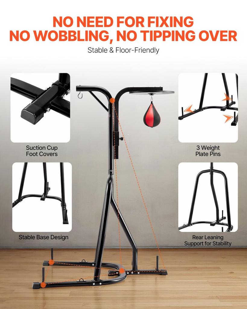 2 In 1 Heavy Duty Punching Bag Frame Boxing Punching Fitness Stand Steel