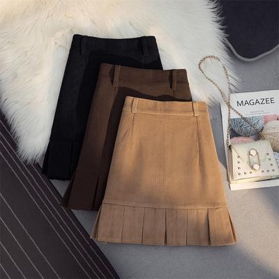 Trend Casual Corduroy Short Skirts Woman Autumn Winter High Waist Korean Fashion Mini Pleated Skirt Female