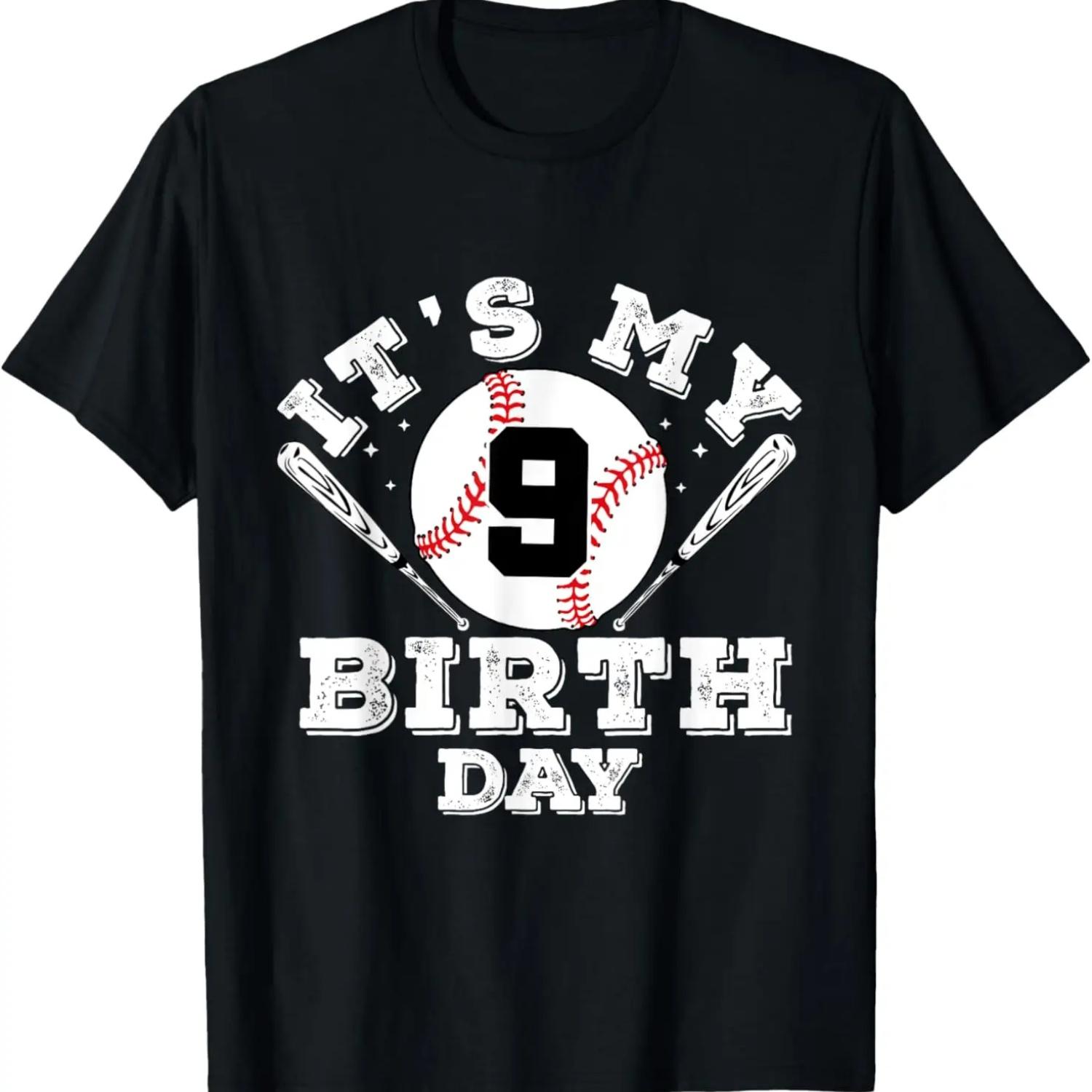 It s My 9th Birthday Boy 9 Year Old Baseball Player Kids T-Shirt XXXXXL чёрный