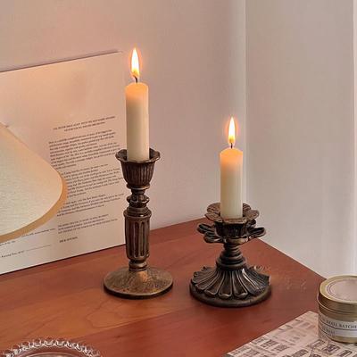 Vintage Candlestick Holders For Taper, Resin Candle Holder Retro Antique Bronze Candle Holder For Wedding Party