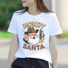 Santa Claus HOWDY SANTA letter printed pattern Tshirt short sleeved round neck versatile Womens Tshirt