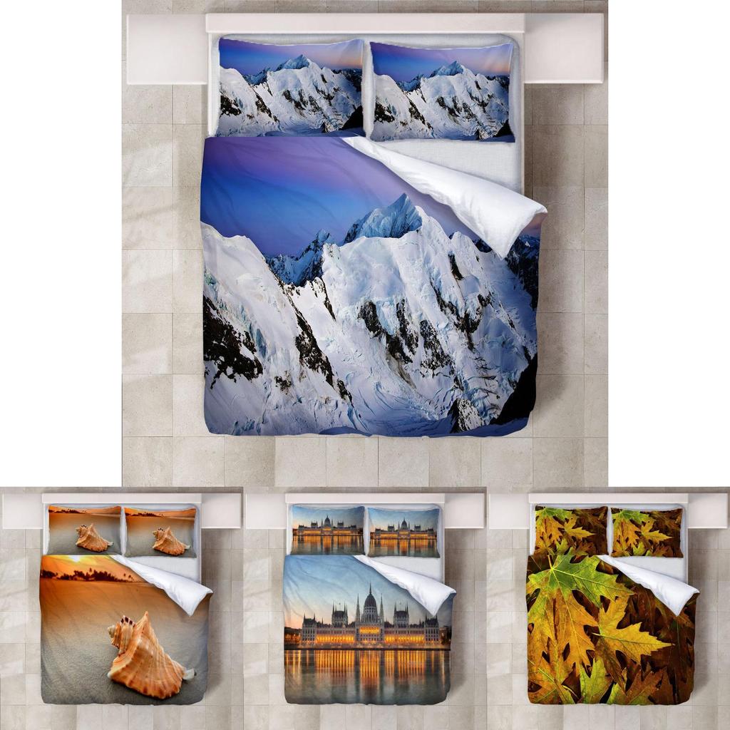 3D High Definition Digital Gedrucktes Bettwäscheset Polyestermaterial Moderner Stil 3-teiliges Spannbettlaken-Set