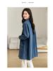 Women's Mid-Length Denim Trench Coat - 2025 Spring/Autumn Casual Korean Style, Slim-Fit, Loose Shirt Top