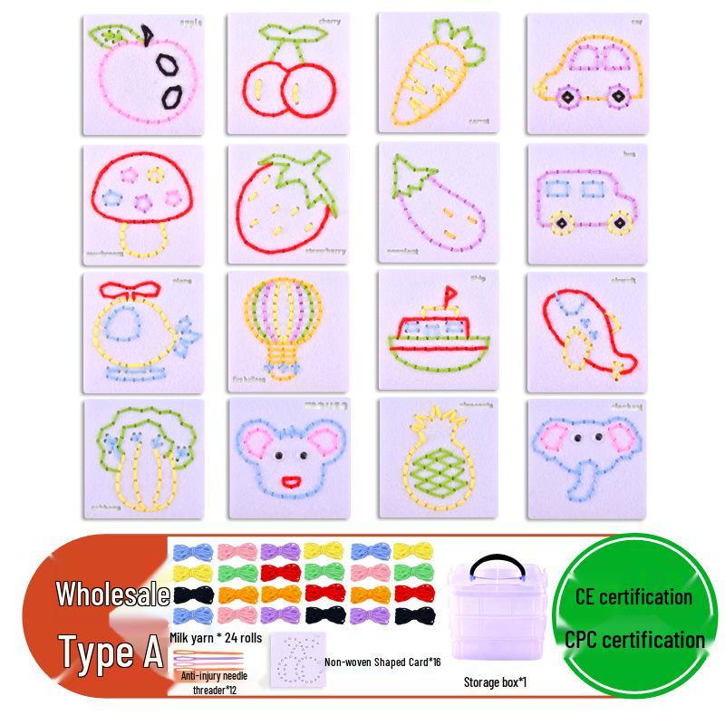 Montessori DIY Threading Toy Kit: Kindergarten Non-Woven Fabric Sewing Set