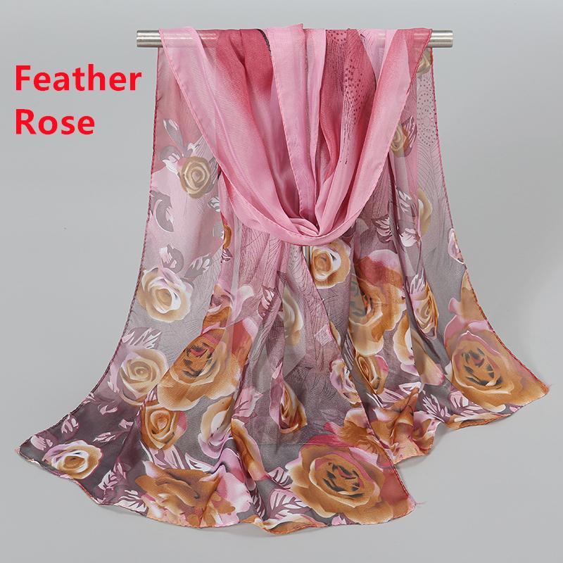 

150*50см Весенний шарф с цветочным принтом Женский длинный платок Тонкий жоржет Хиджаб Красивый цветок розы Парео Пляжный солнцезащитный платок 150x50cm