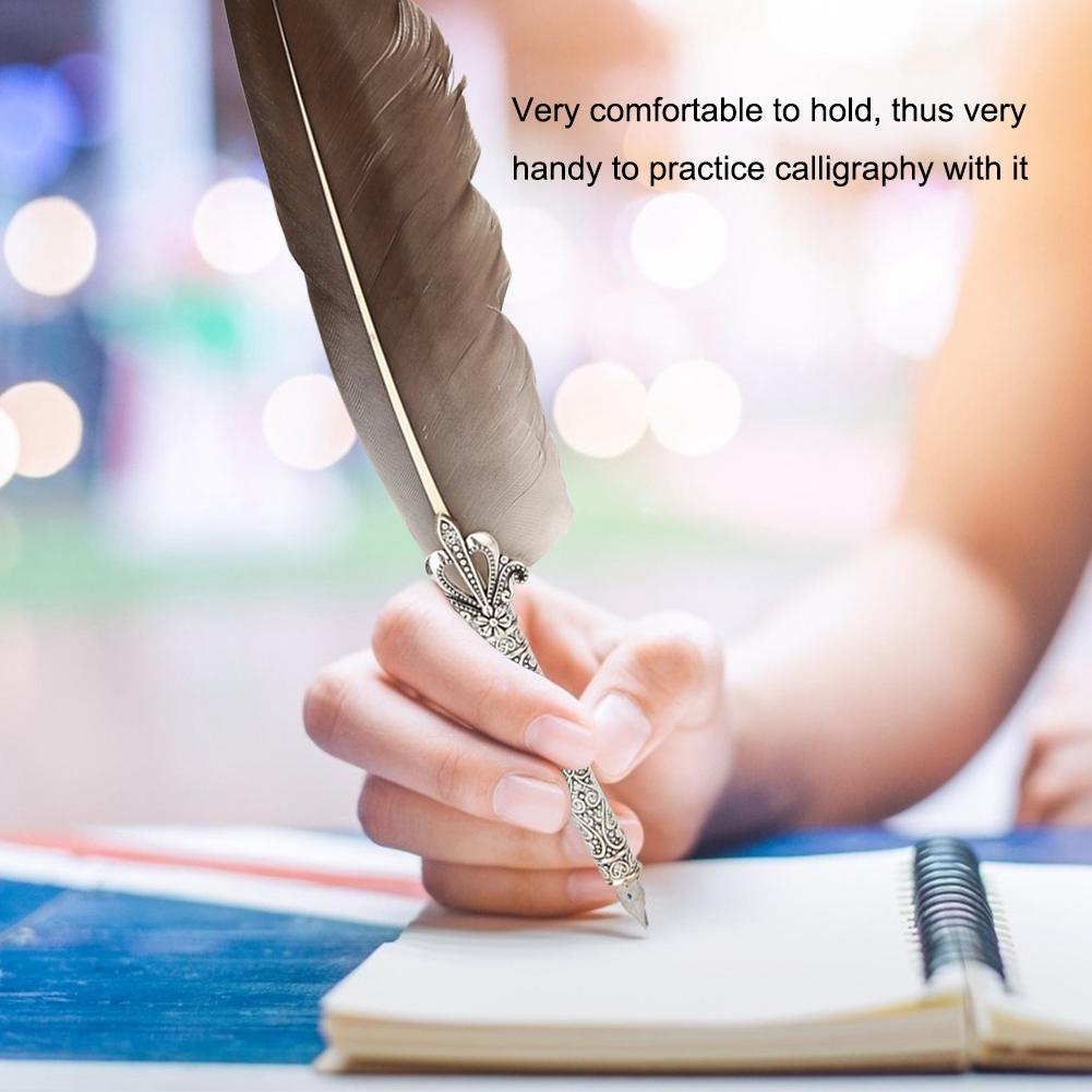 Vintage Retro Feather Dip Pen Calligraphy Writing Pen Stationery Gift with Packing Box