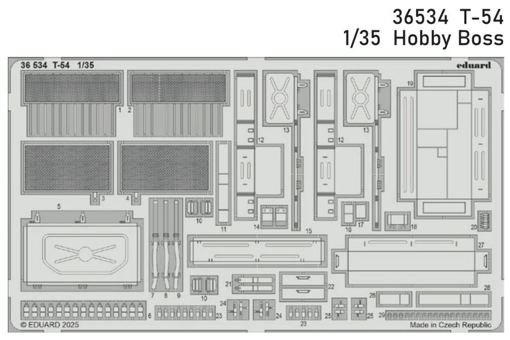 Eduard 1/35 Scale Soviet T-54 Medium Tank Etching Parts (for Hobby Boss) Plastic Model Kit Parts EDU36534 (Airplane)